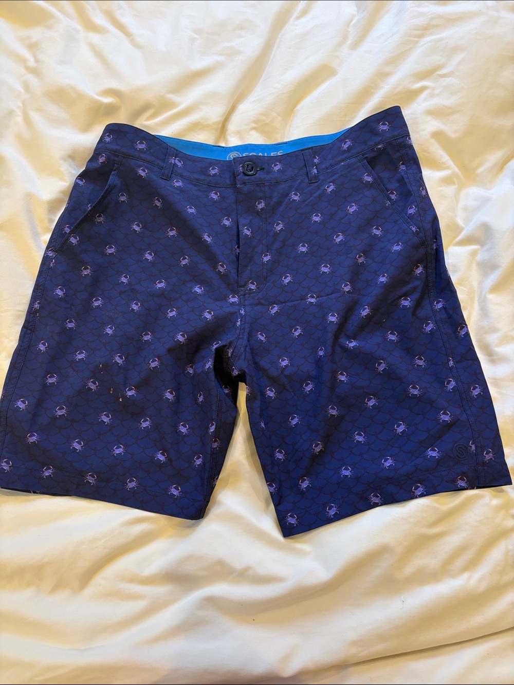 Men's Navy Blue Swim Board Shorts with Purple Print